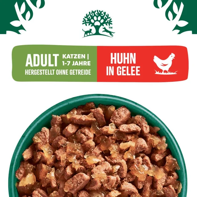 Adult Katze Nass ohne Getreide Huhn in Gelee, Portionsbeutel