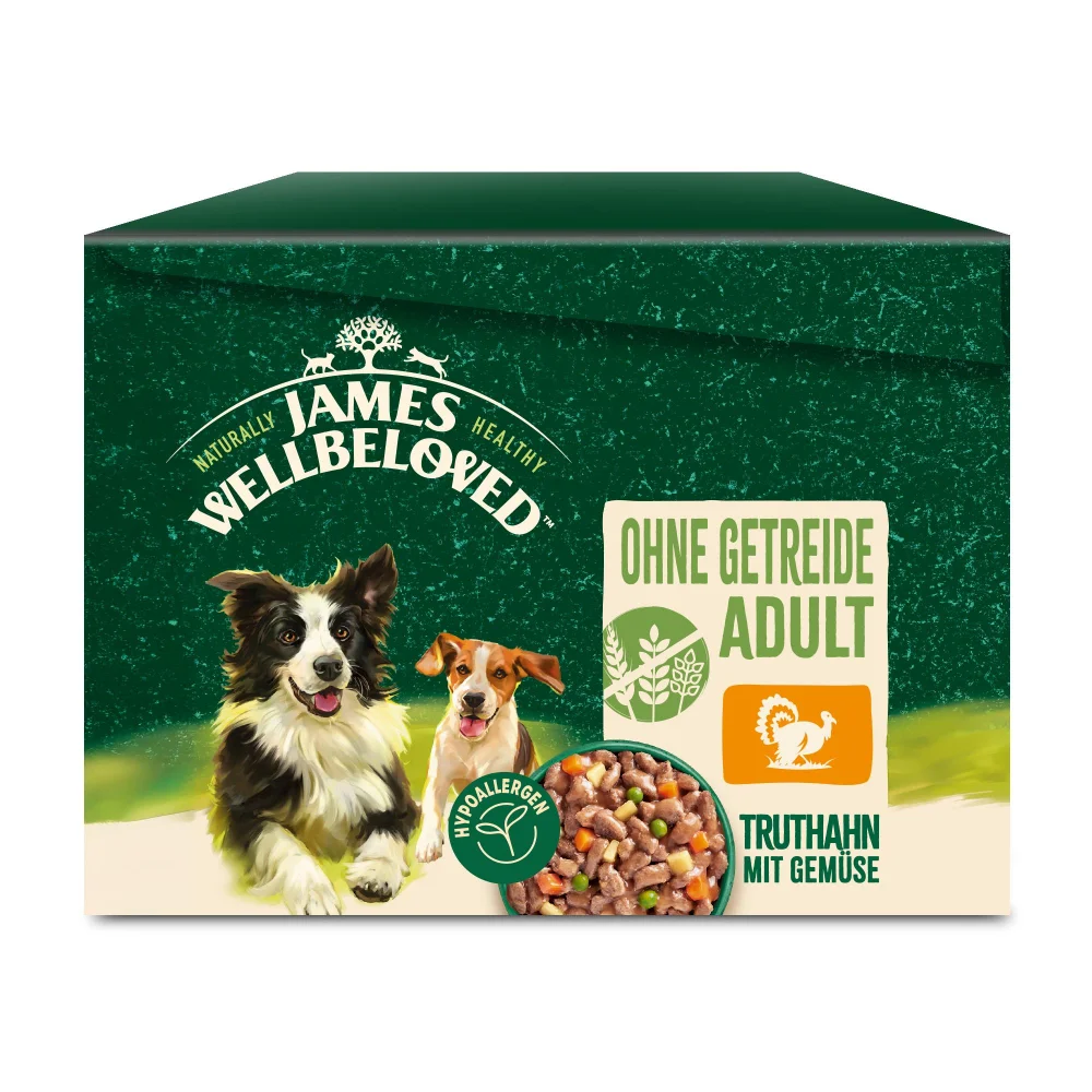 Adult Hund Nass ohne Getreide Truthahn mit Gemüse in Sauce - 12x90g Portionsbeutel Image 1