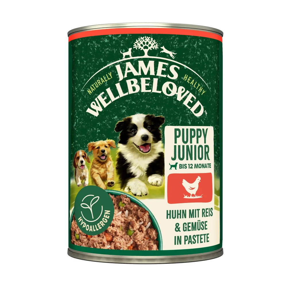 Welpe/Junior Hund Nass Huhn mit Reis & Gemüse in Pastete - 400g Dose Image 1
