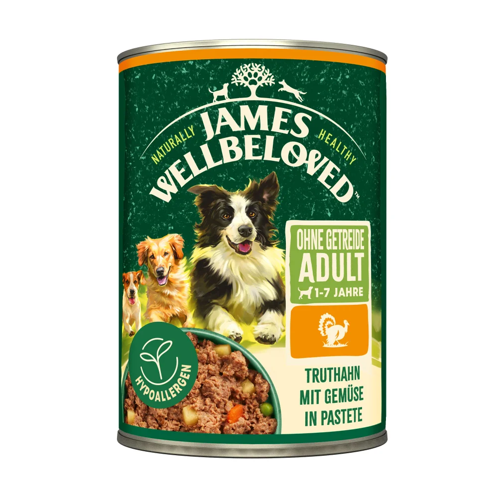 Adult Hund Nass ohne Getreide Truthahn mit Gemüse in Pastete - 400g Dose Image 1