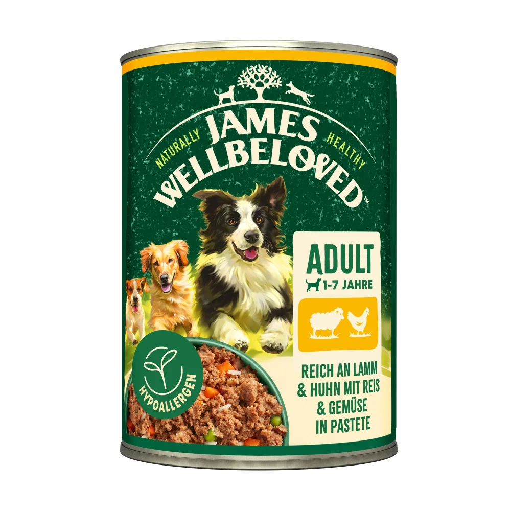 Adult Hund Nass reich an Lamm & Huhn mit Reis & Gemüse in Pastete - 400g Dose Image 1
