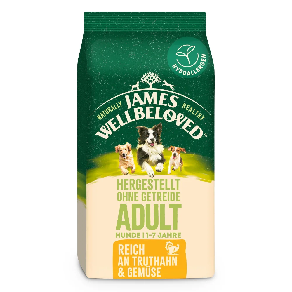 Adult Hund Trocken ohne Getreide reich an Truthahn & Gemüse 1,5kg Image 1