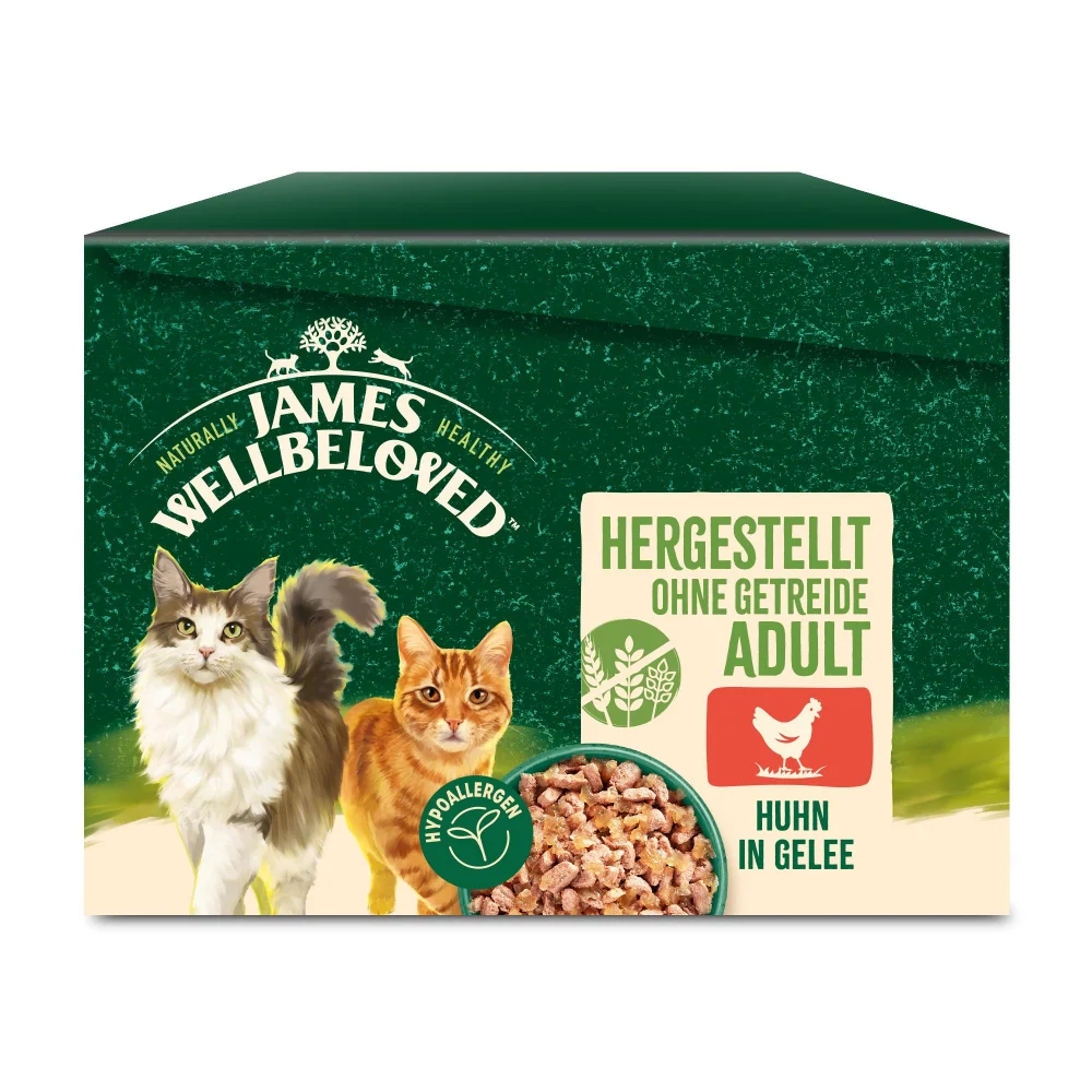 Adult Katzennassfutter ohne Getreide Huhn in Gelee - 12x85g Portionsbeutel Image 1