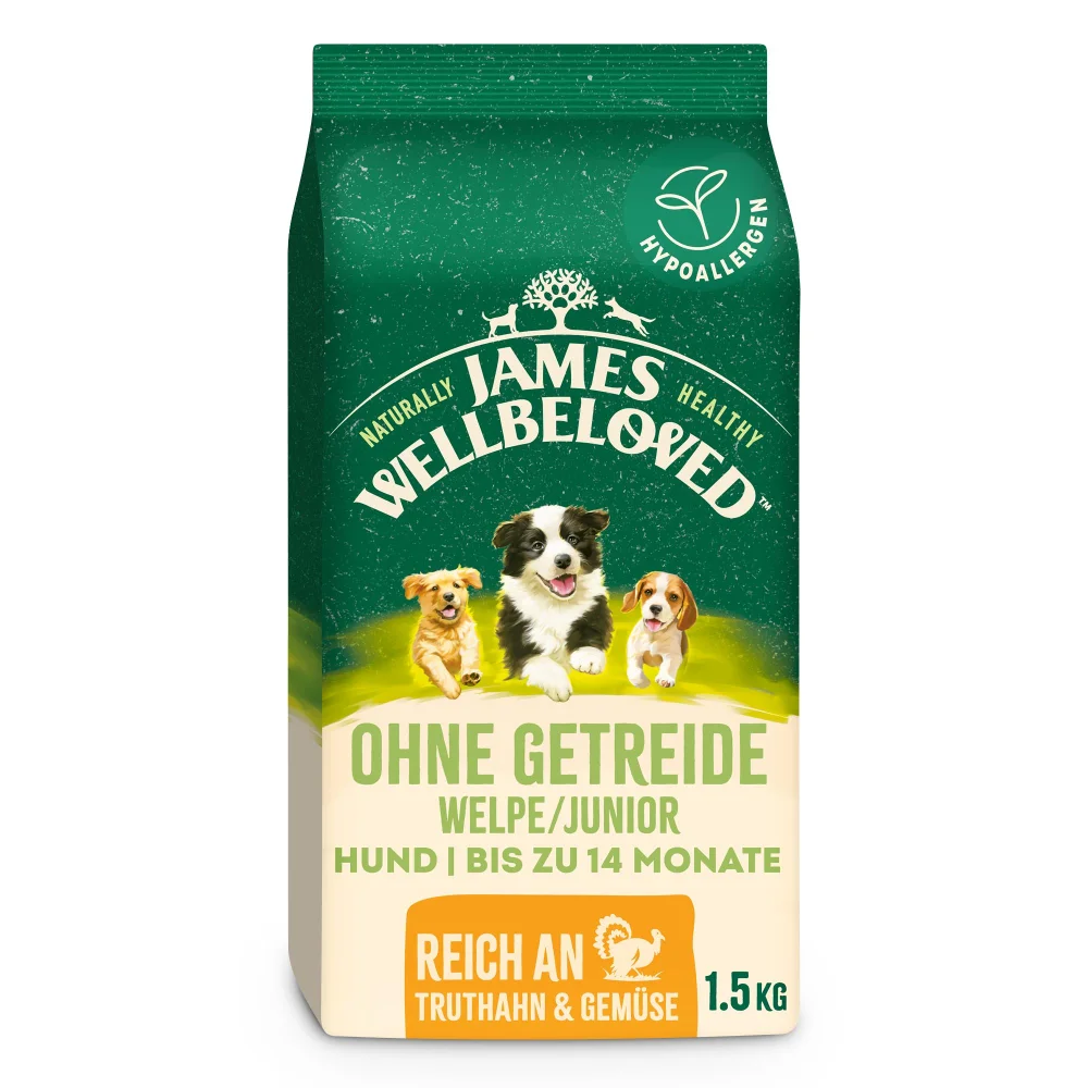 Welpe/Junior Hundetrockenfutter ohne Getreide Truthahn & Gemüse 3x1,5kg Image 1